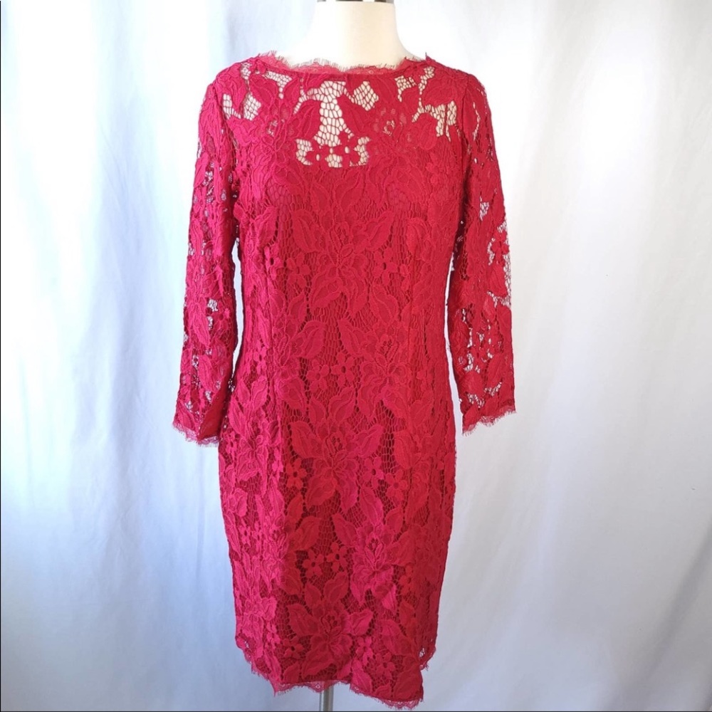 Adrianna Papell Holiday Red Lace Cocktail Dress Size 12